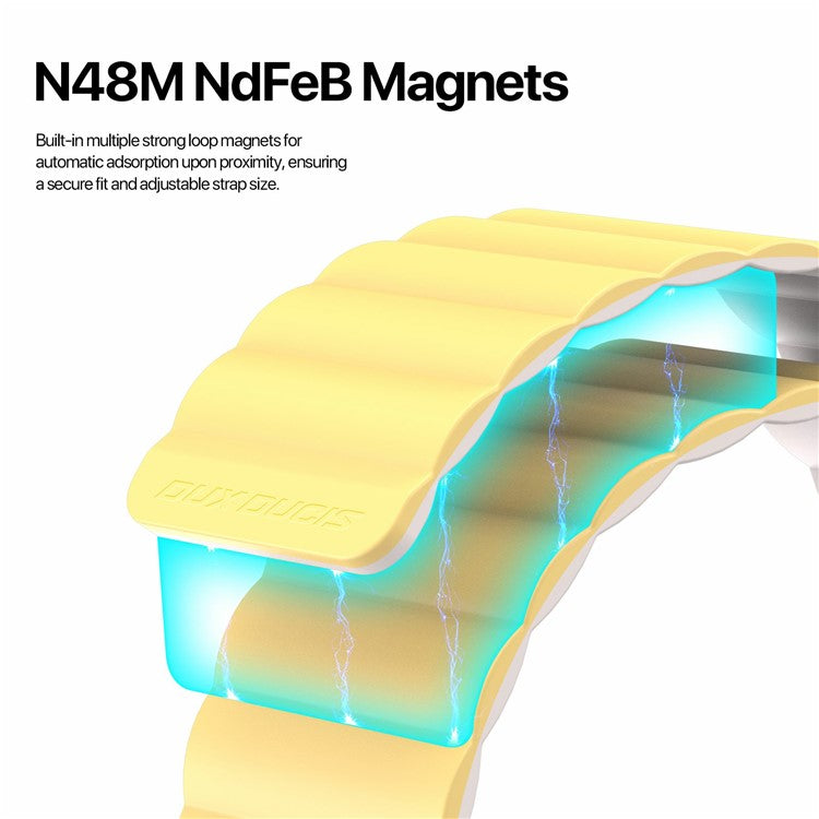 Dux Ducis SD Series Silicone Magnetic Watch Strap For Apple Watch Series 10 9 8 7 SE 6 5 4 3 2 1 42mm 41mm 40mm 38mm - Light Yellow / Starlight