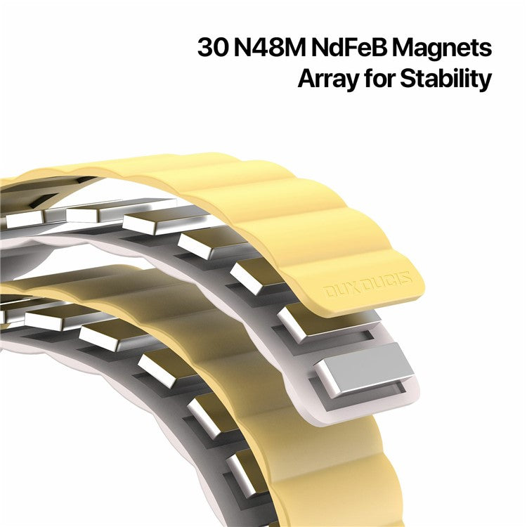 Dux Ducis SD Series Silicone Magnetic Watch Strap For Apple Watch Series 10 9 8 7 SE 6 5 4 3 2 1 42mm 41mm 40mm 38mm - Light Yellow / Starlight