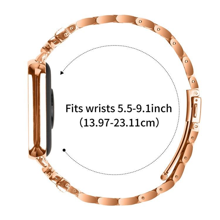 Replacement Strap for Xiaomi Redmi Watch 4 Butterfly Rhinestones Decor Metal Watch Band - Rose Gold