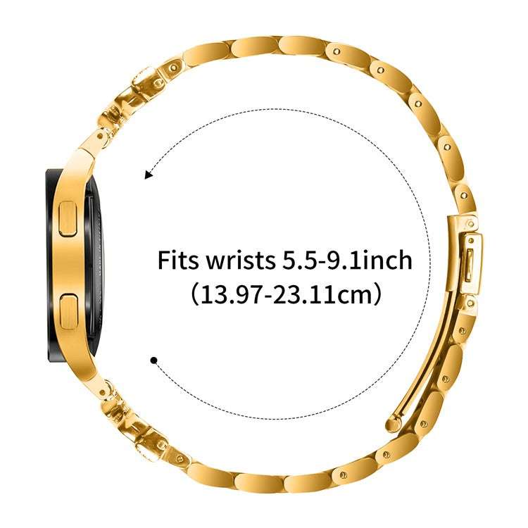 Metal Strap with Connector for Samsung Galaxy Watch6 40mm / 44mm / Watch6 Classic 43mm / 47mm Butterfly Rhinestones Decor Watch Band - Gold