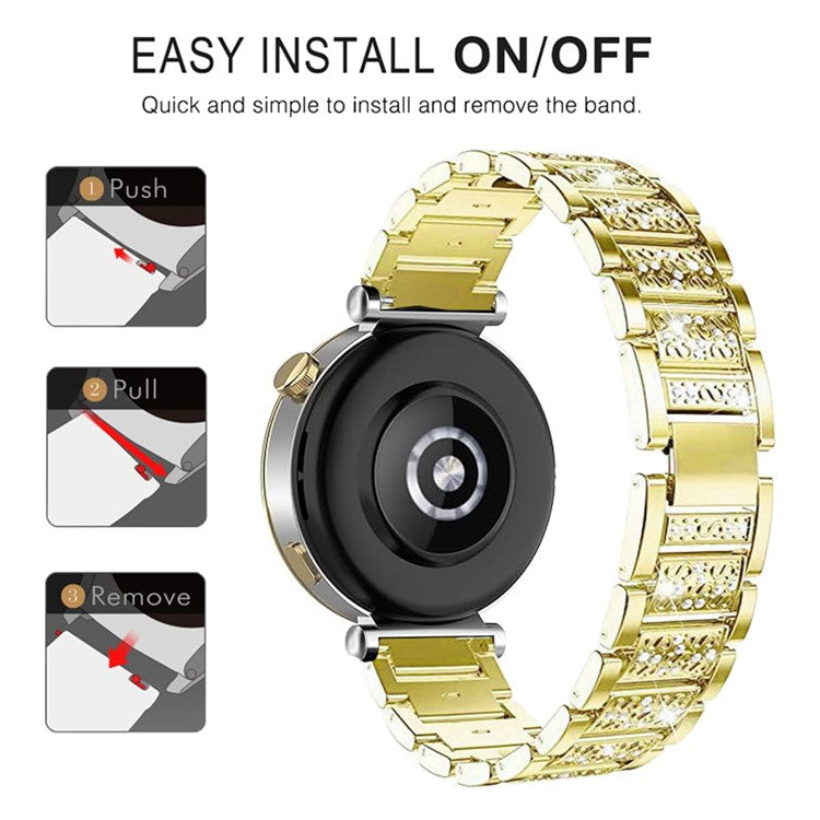 For Huawei Watch GT 5 Pro 42mm / GT 5 41mm Smartwatch Strap Rhinestone Decor Zinc Alloy Wrist Band - Gold