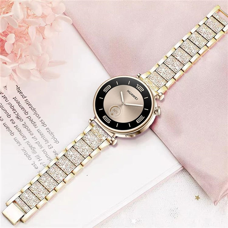For Huawei Watch GT 5 Pro 42mm / GT 5 41mm Smartwatch Strap Rhinestone Decor Zinc Alloy Wrist Band - Gold