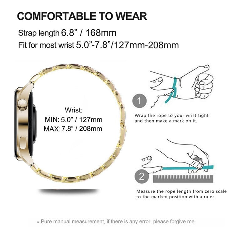 For Huawei Watch GT 5 Pro 42mm / GT 5 41mm Smartwatch Strap Rhinestone Decor Zinc Alloy Wrist Band - Gold