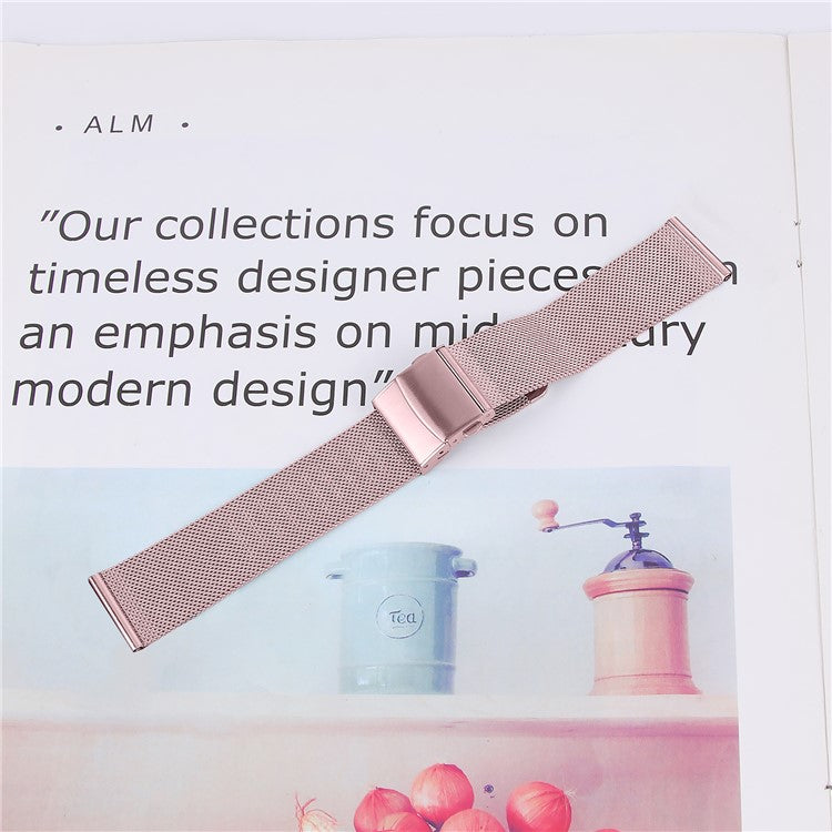 For Huawei Watch GT 5 Pro 42mm / GT 5 41mm Watch Strap Stainless Steel Milanese Band with Turtle Clasp - Rose Pink