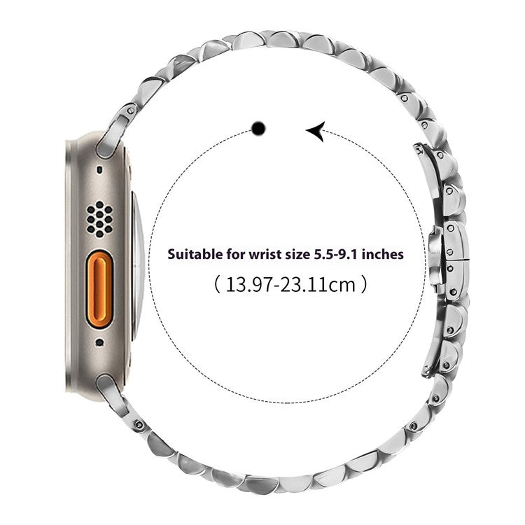 Metal Watch Band for Apple Watch Series 10 9 8 7 SE 6 5 4 3 2 1 42mm 41mm 40mm 38mm Replacement Strap with Butterfly Clasp - Rose Gold / Silver