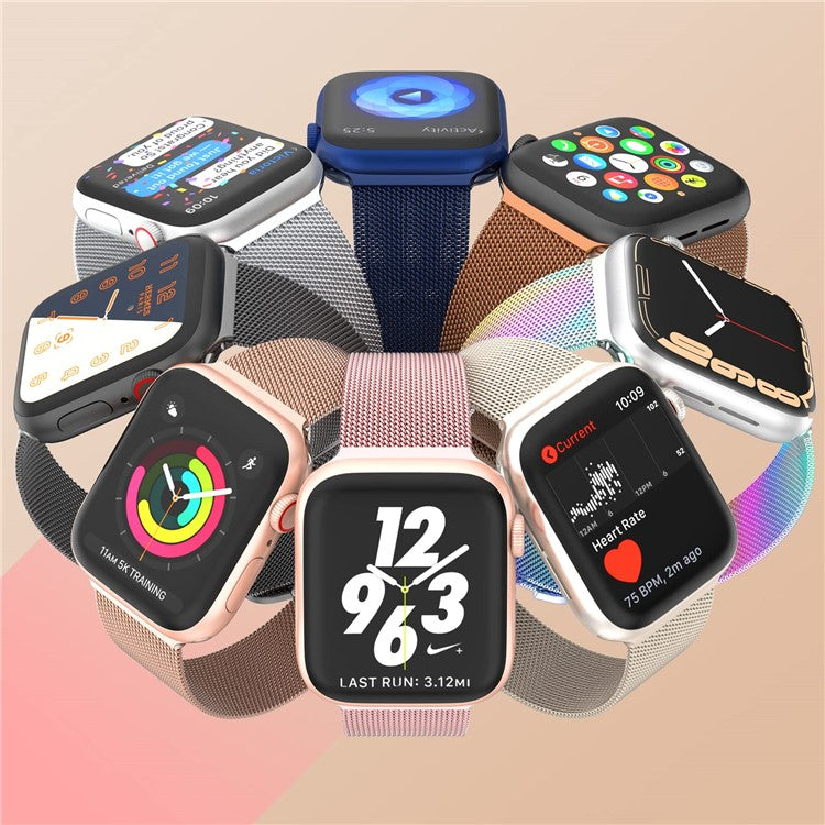 Magnetic Strap for Apple Watch Series 10 Ultra 9 8 7 SE 6 5 4 3 2 1 46mm 49mm 45mm 44mm 42mm Milanese Smart Watch Band - Rose Gold