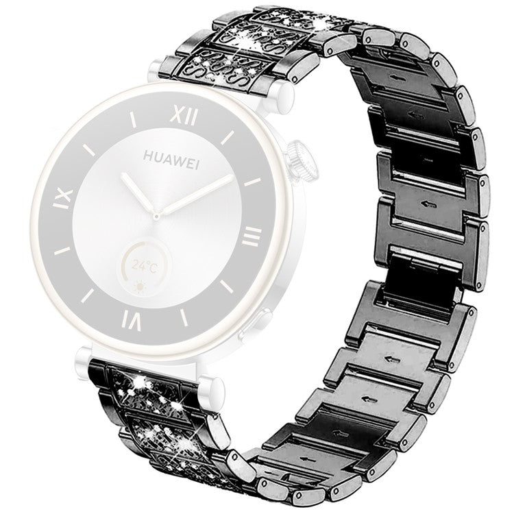 For Nokia Steel / Withings Steel HR 36mm Smartwatch Strap Rhinestone Decor Zinc Alloy Wrist Band - Black