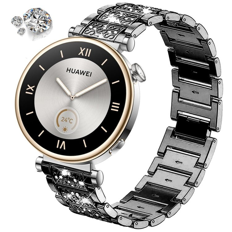 For Nokia Steel / Withings Steel HR 36mm Smartwatch Strap Rhinestone Decor Zinc Alloy Wrist Band - Black