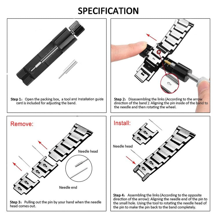 For Nokia Steel / Withings Steel HR 36mm Smartwatch Strap Rhinestone Decor Zinc Alloy Wrist Band - Black