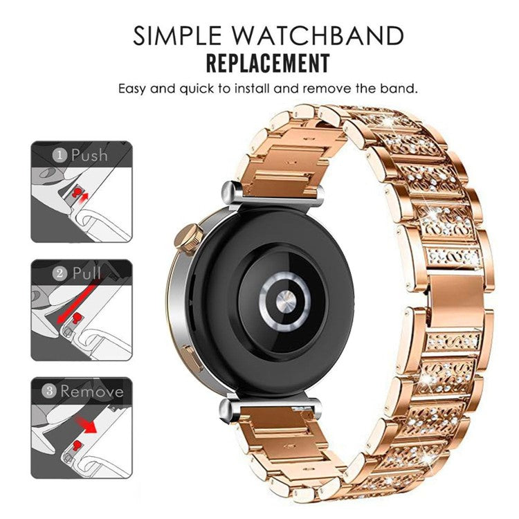 For Nokia Steel / Withings Steel HR 36mm Smartwatch Strap Rhinestone Decor Zinc Alloy Wrist Band - Rose Gold