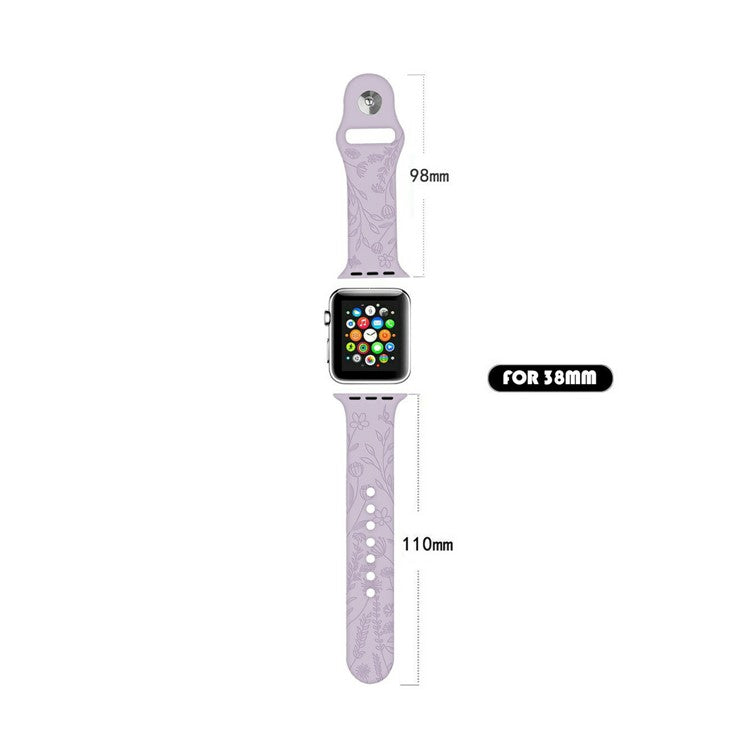 Watch Band For Apple Watch Series 10 9 8 7 SE 6 5 4 3 2 1 42mm 41mm 40mm 38mm Butterfly Floral Silicone Strap - Pink