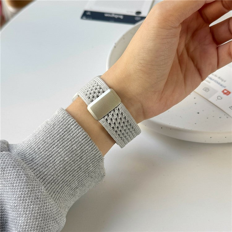 Magnetic Strap for Apple Watch Series 10 9 8 7 SE 6 5 4 3 2 1 42mm 41mm 40mm 38mm Nylon Watch Band - White / Starlight