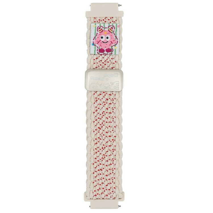 18mm Nylon Strap for Huawei Watch GT 5 41mm / GT 4 41mm / Garmin Venu 3S / 2S Little Monsters Decor Braided Watch Band - Light Pink