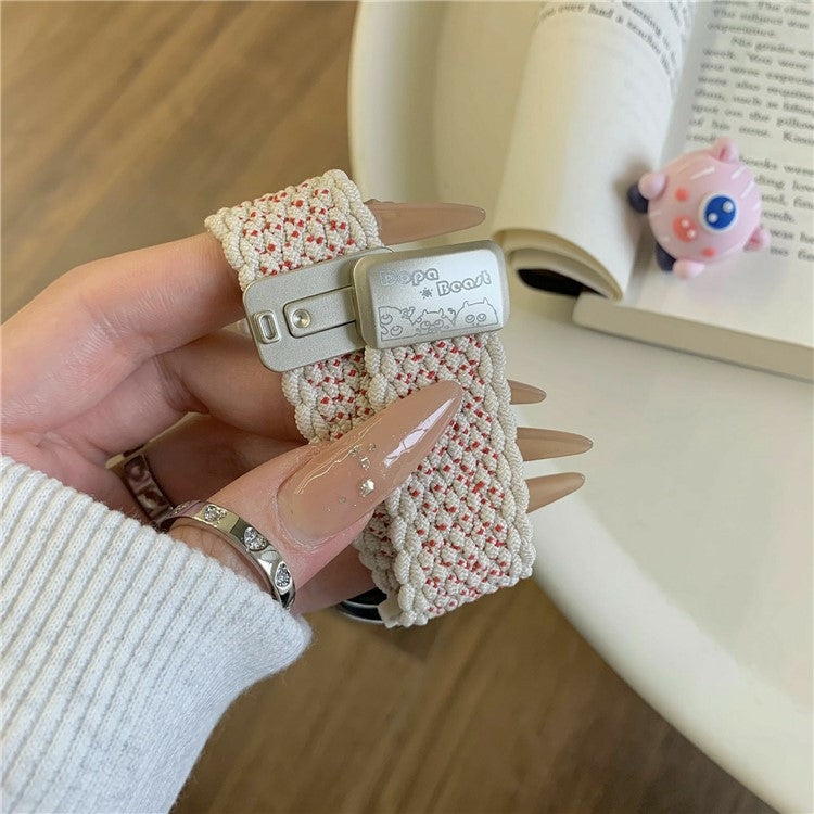 18mm Nylon Strap for Huawei Watch GT 5 41mm / GT 4 41mm / Garmin Venu 3S / 2S Little Monsters Decor Braided Watch Band - Light Pink