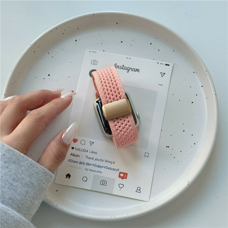 Magnetic Strap for Apple Watch Series 10 Ultra 9 8 7 SE 6 5 4 3 2 1 46mm 49mm 45mm 44mm 42mm Nylon Watch Band - Pink / Rose Gold
