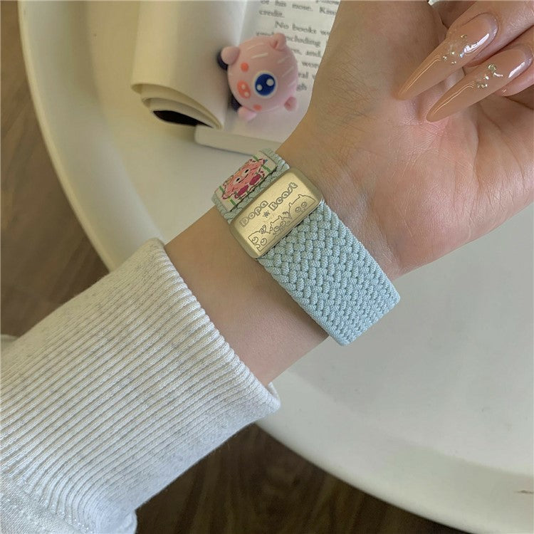 20mm Nylon Strap for Samsung Galaxy Watch6 Classic / 6 / 5 Pro Little Monsters Decor Braided Watch Band - Mint Green