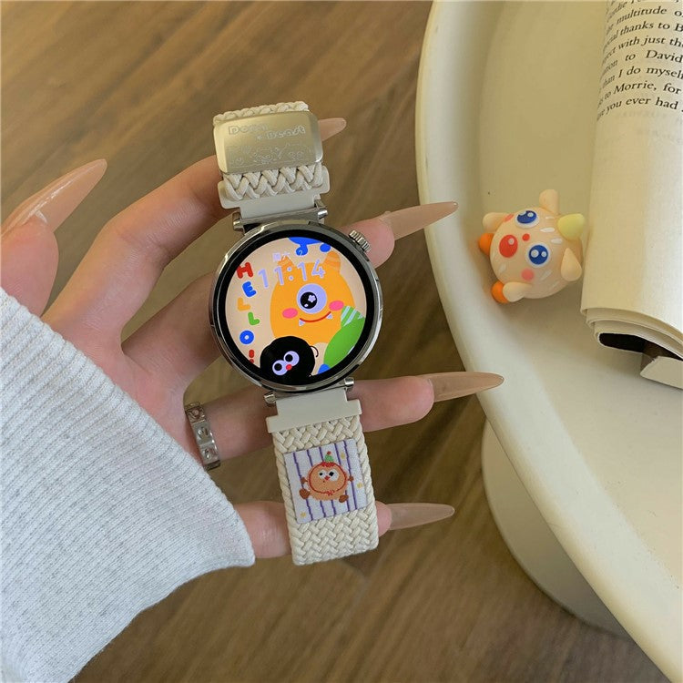 20mm Nylon Strap for Samsung Galaxy Watch6 Classic / 6 / 5 Pro Little Monsters Decor Braided Watch Band - Starlight