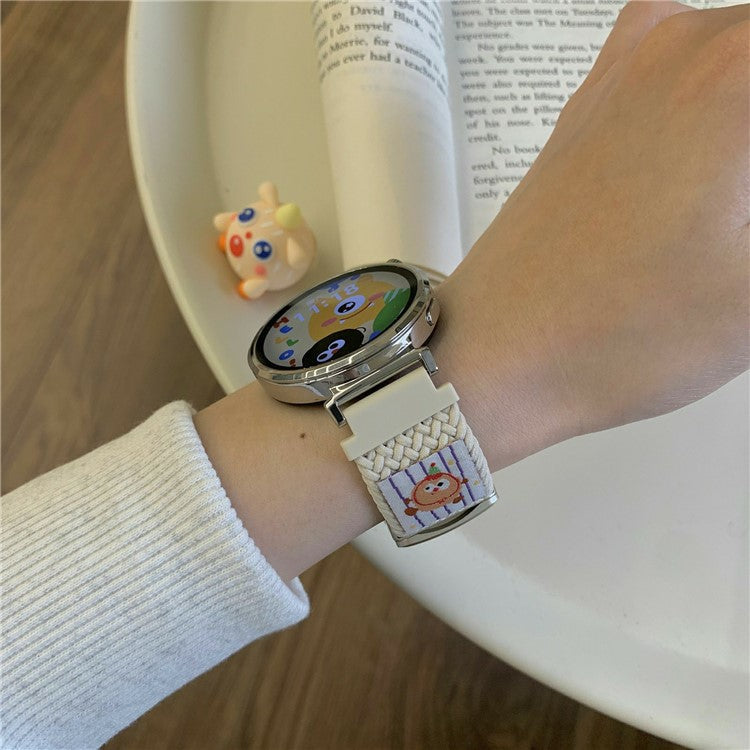 20mm Nylon Strap for Samsung Galaxy Watch6 Classic / 6 / 5 Pro Little Monsters Decor Braided Watch Band - Starlight