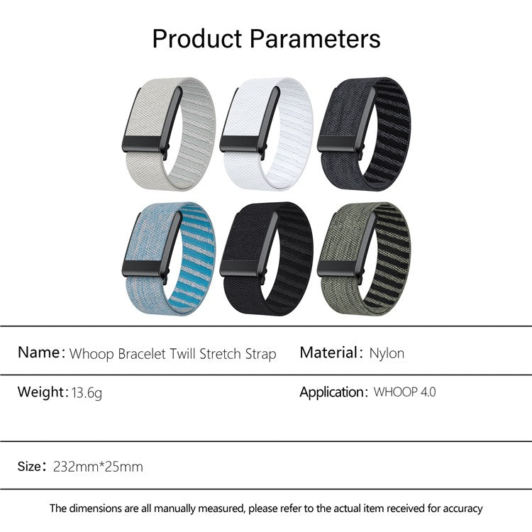 KALEBOL For WHOOP 4.0 Watch Strap Twill Elastic Nylon Woven Wrist Band - White