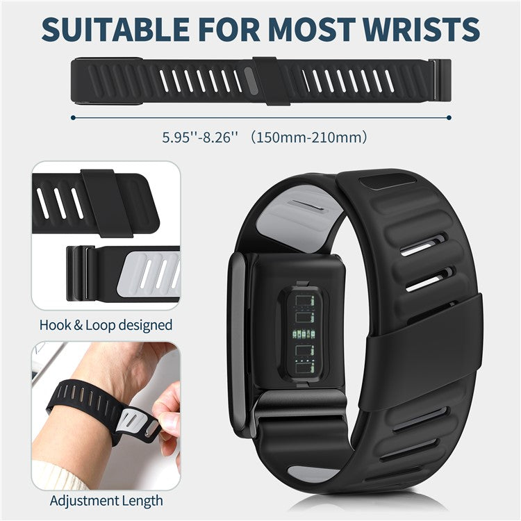 KALEBOL For WHOOP 4.0 Watch Strap Adjustable Breathable Silicone Wrist Band - Black / Light Grey