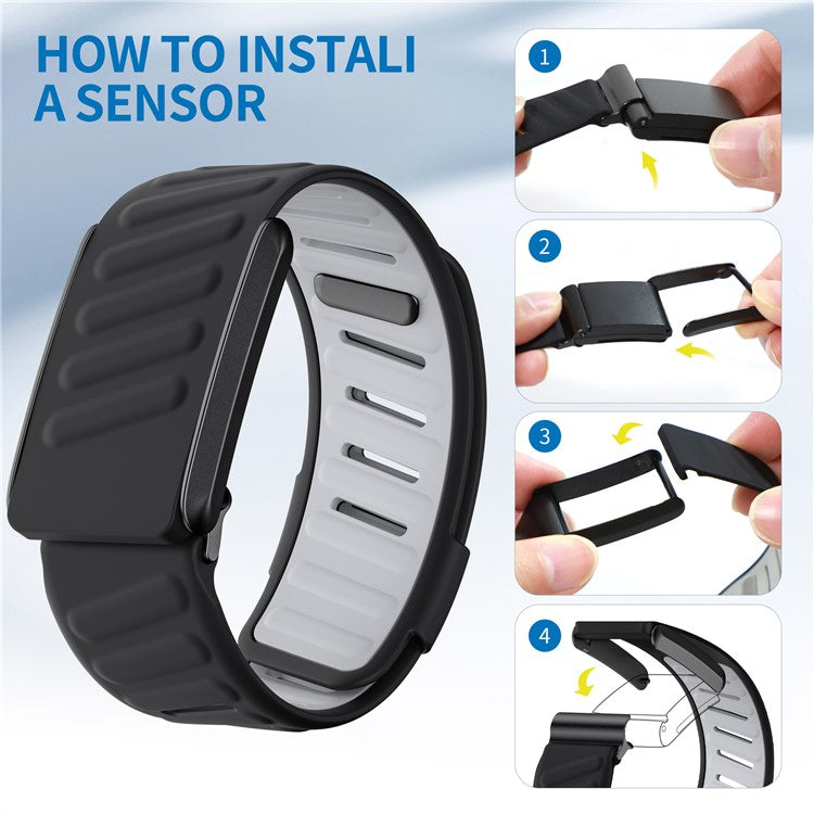 KALEBOL For WHOOP 4.0 Watch Strap Adjustable Breathable Silicone Wrist Band - Black / Light Grey