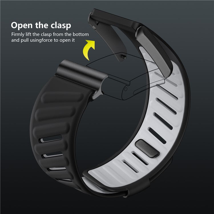 KALEBOL For WHOOP 4.0 Watch Strap Adjustable Breathable Silicone Wrist Band - Black / Light Grey