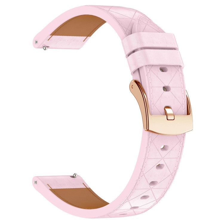 20mm Watch Strap For Garmin vivoactive 5  /  Venu 2 Plus Square Rose Gold Buckle Genuine Cow Leather Wrist Band - Pink