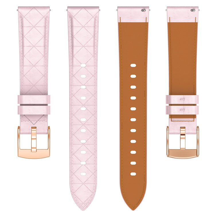20mm Watch Strap For Garmin vivoactive 5  /  Venu 2 Plus Square Rose Gold Buckle Genuine Cow Leather Wrist Band - Pink