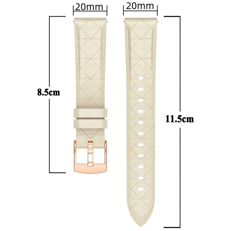 20mm Watch Strap For Garmin vivoactive 5  /  Venu 2 Plus Square Rose Gold Buckle Genuine Cow Leather Wrist Band - Pink