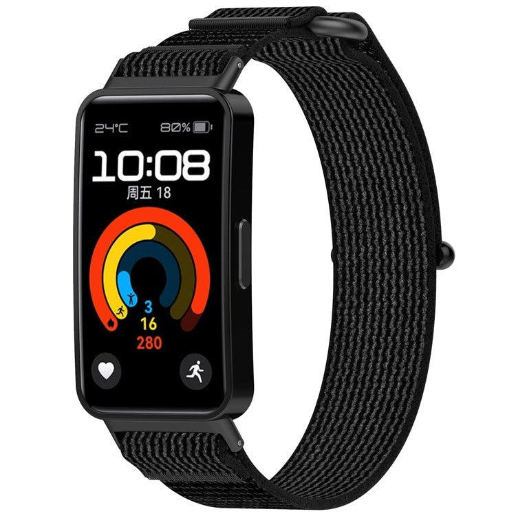 KALEBOL Watch Strap For Huawei Band 10  /  9  /  8 Adjustable Nylon Breathable Wrist Band - Black  /  Grey