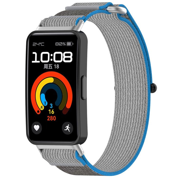 KALEBOL Watch Strap For Huawei Band 10 / 9 / 8 Adjustable Nylon Breathable Wrist Band - Blue / Grey