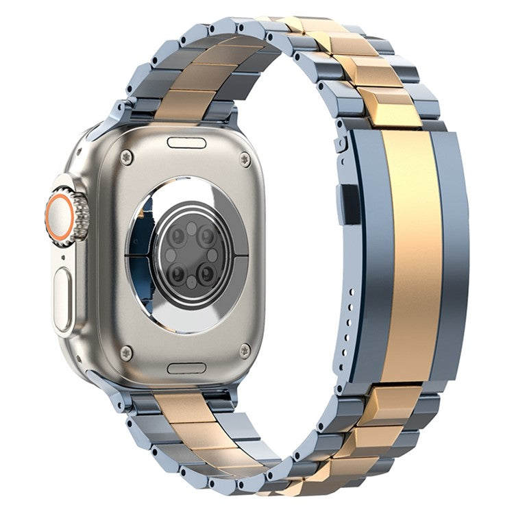 Wrist Band for Apple Watch Series 10 Ultra 9 8 7 SE 6 5 4 3 2 1 46mm 49mm 45mm 44mm 42mm Titanium Alloy Replacement Watch Strap - Blue+Gold