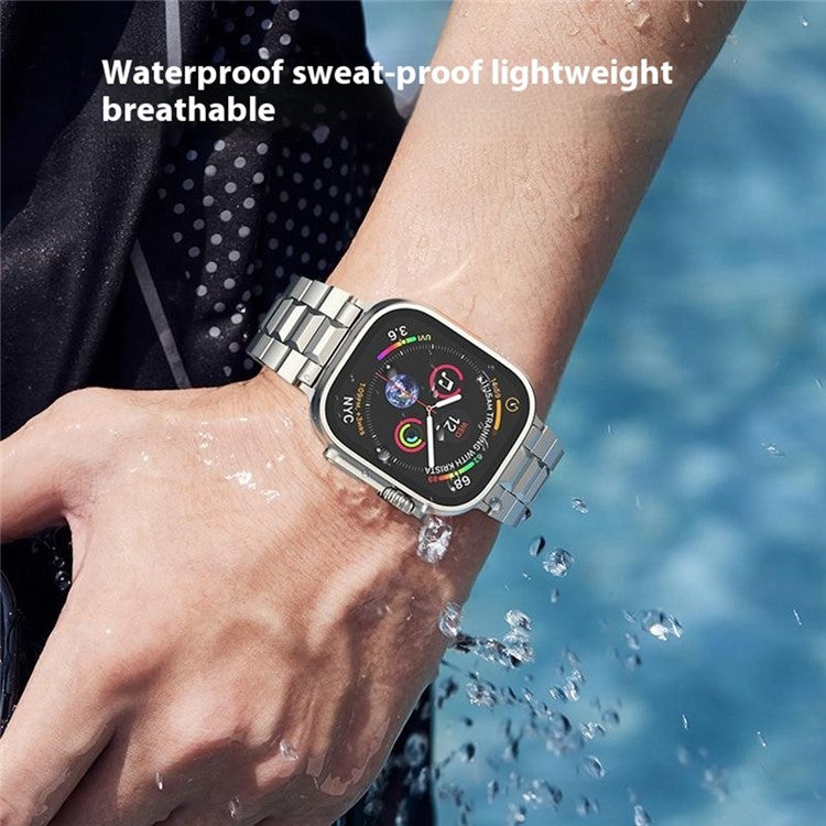 Wrist Band for Apple Watch Series 10 Ultra 9 8 7 SE 6 5 4 3 2 1 46mm 49mm 45mm 44mm 42mm Titanium Alloy Replacement Watch Strap - Blue+Gold