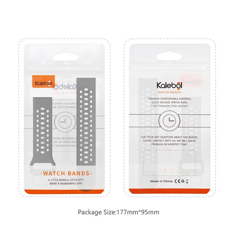 KALEBOL 20mm Strap for Samsung Galaxy Watch6 Classic 43mm 47mm / Watch6 40mm 44mm Multiple Holes Silicone Watch Band - Dark Grey