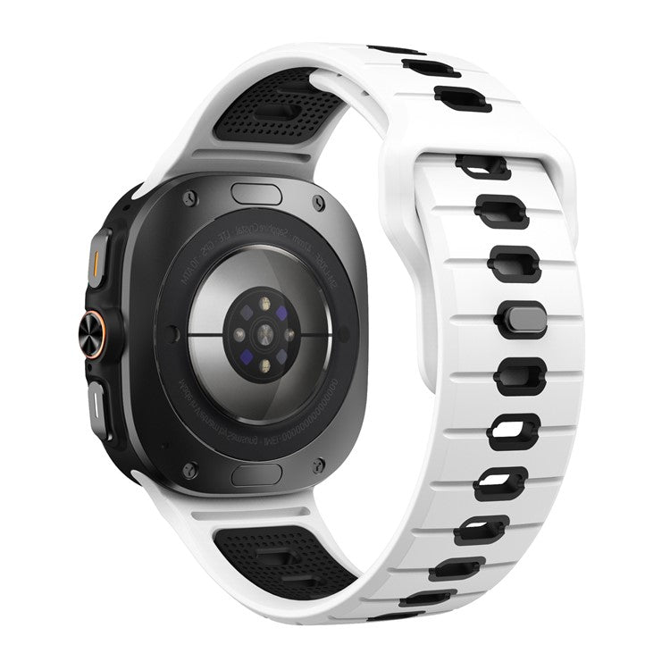 KALEBOL For Samsung Galaxy Watch Ultra 47mm Silicone Watch Band Reverse Buckle Wrist Strap - White+Black