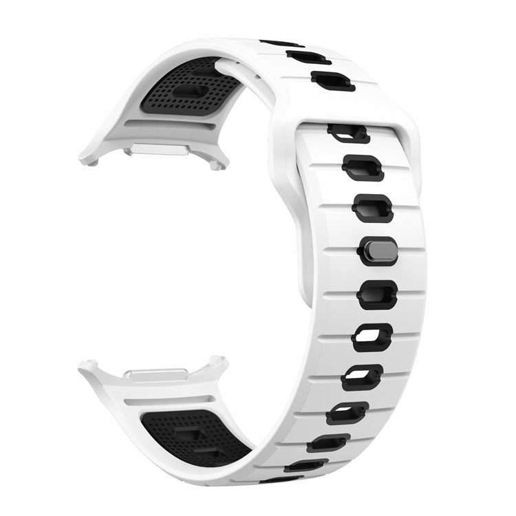 KALEBOL For Samsung Galaxy Watch Ultra 47mm Silicone Watch Band Reverse Buckle Wrist Strap - White+Black