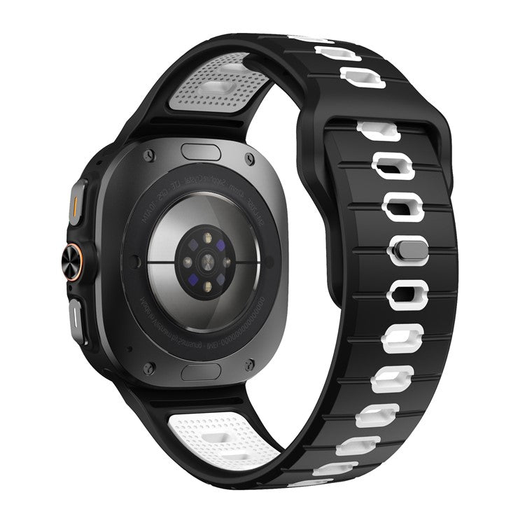 KALEBOL For Samsung Galaxy Watch Ultra 47mm Silicone Watch Band Reverse Buckle Wrist Strap - Black+White