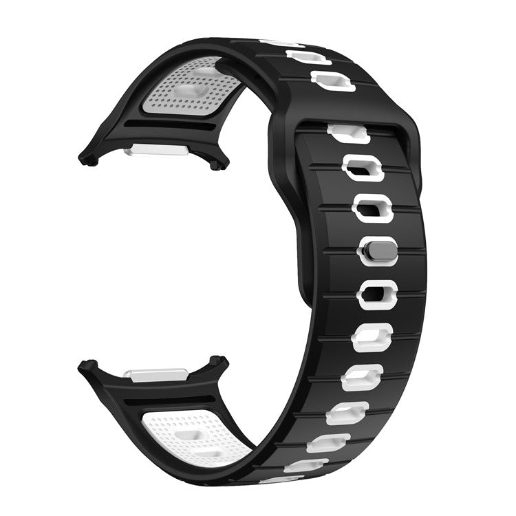KALEBOL For Samsung Galaxy Watch Ultra 47mm Silicone Watch Band Reverse Buckle Wrist Strap - Black+White