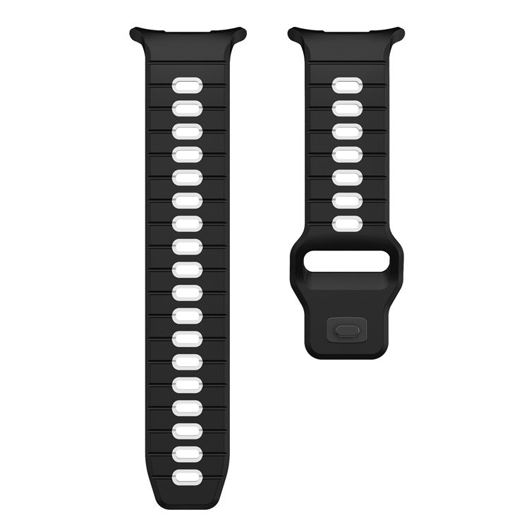 KALEBOL For Samsung Galaxy Watch Ultra 47mm Silicone Watch Band Reverse Buckle Wrist Strap - Black+White