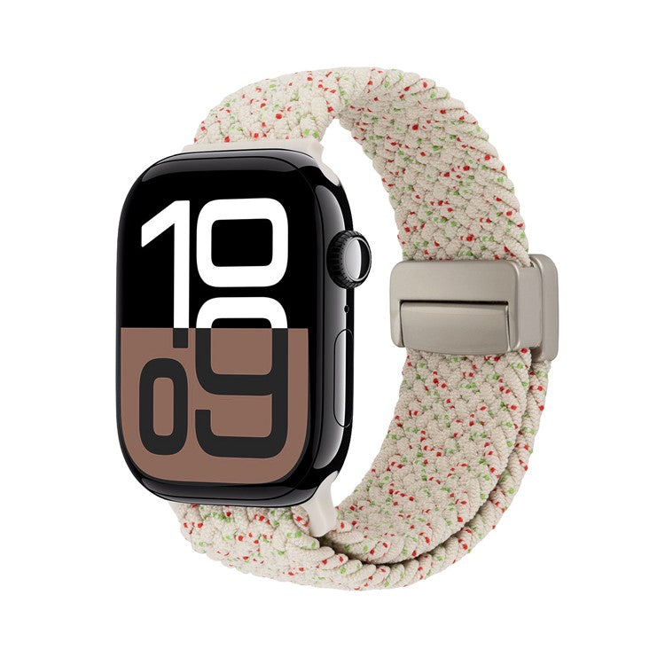 Watch Band For Apple Watch Series 10 Ultra 9 8 7 SE 6 5 4 3 2 1 46mm 49mm 45mm 44mm 42mm , Magnetic Clasp Nylon Adjustable Strap - Colorful Starlight