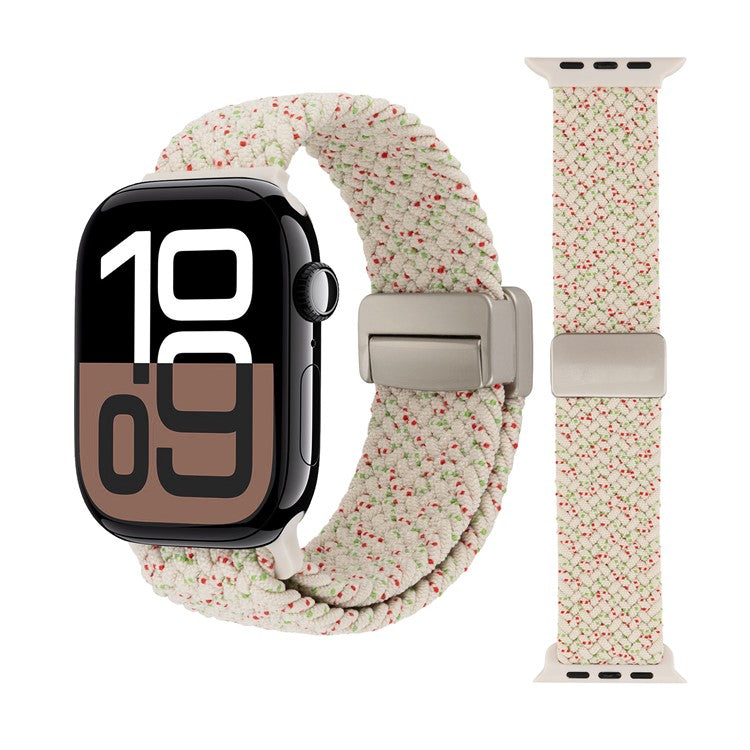 Watch Band For Apple Watch Series 10 Ultra 9 8 7 SE 6 5 4 3 2 1 46mm 49mm 45mm 44mm 42mm , Magnetic Clasp Nylon Adjustable Strap - Colorful Starlight