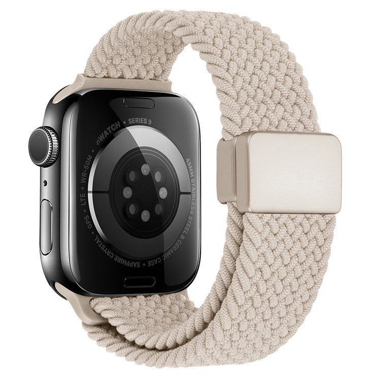 Watch Band For Apple Watch Series 10 Ultra 9 8 7 SE 6 5 4 3 2 1 46mm 49mm 45mm 44mm 42mm , Magnetic Clasp Nylon Adjustable Strap - Starlight