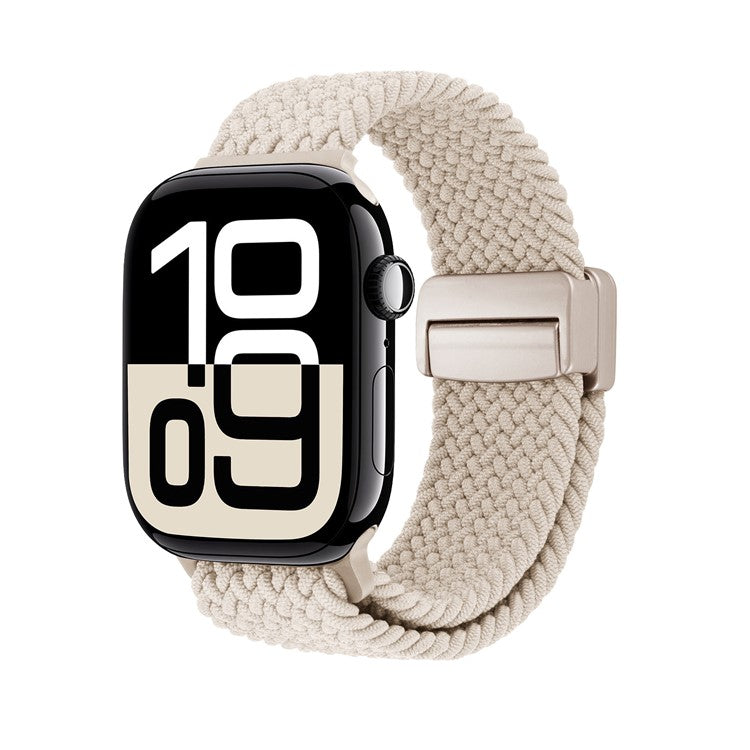 Watch Band For Apple Watch Series 10 Ultra 9 8 7 SE 6 5 4 3 2 1 46mm 49mm 45mm 44mm 42mm , Magnetic Clasp Nylon Adjustable Strap - Starlight