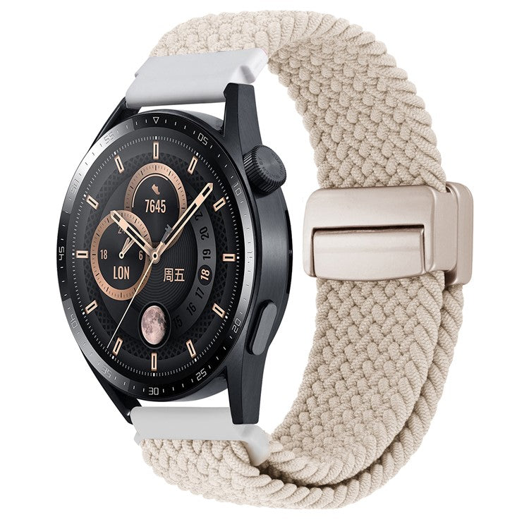 20mm Universal Wrist Strap Magnetic Buckle Nylon Braided Smart Watch Band - Starlight