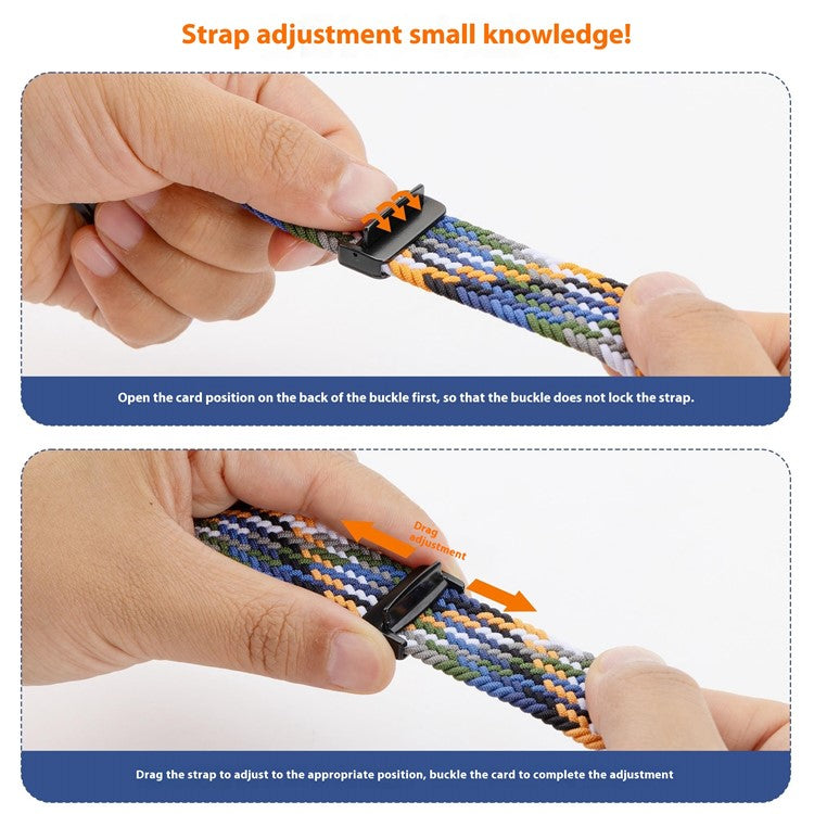 20mm Universal Wrist Strap Magnetic Buckle Nylon Braided Smart Watch Band - Starlight