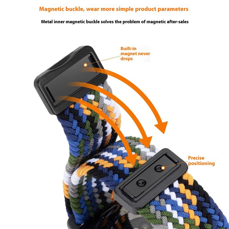 20mm Universal Wrist Strap Magnetic Buckle Nylon Braided Smart Watch Band - Starlight