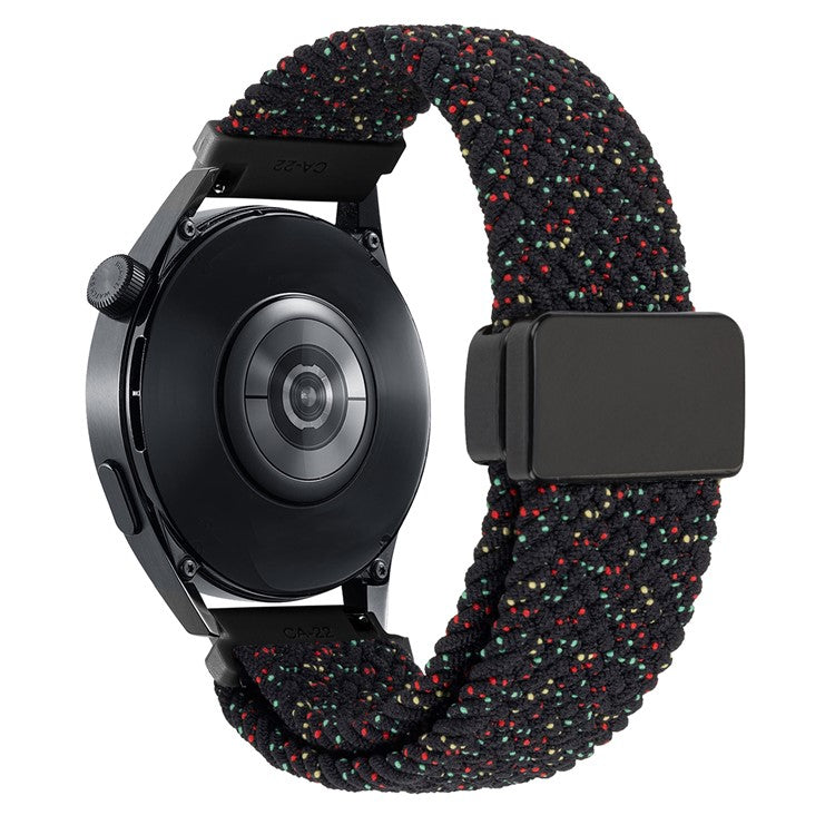 22mm Universal Wrist Strap Magnetic Buckle Nylon Braided Smart Watch Band - Starlight Black