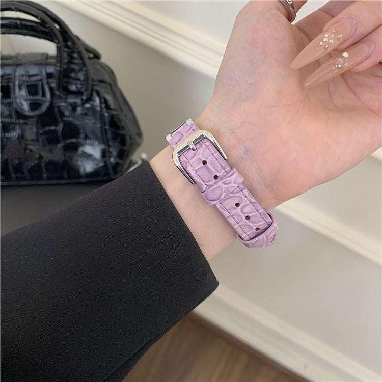 Watch Band for Apple Watch Series 10 9 8 7 SE 6 5 4 3 2 1 42mm 41mm 40mm 38mm Zircon Decor Genuine Cow Leather Strap - Purple