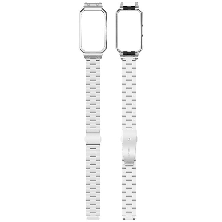 Metal Frame for Huawei Band 10 / 10 NFC / 9 / 9 NFC / 8 / 8 NFC Watch Case Integrated Three Bead Stainless Steel Strap - Gold