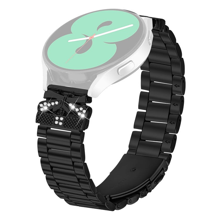 Replacement Strap for Honor Magic Watch 2 Butterfly Rhinestones Decor Metal Watch Band - Black